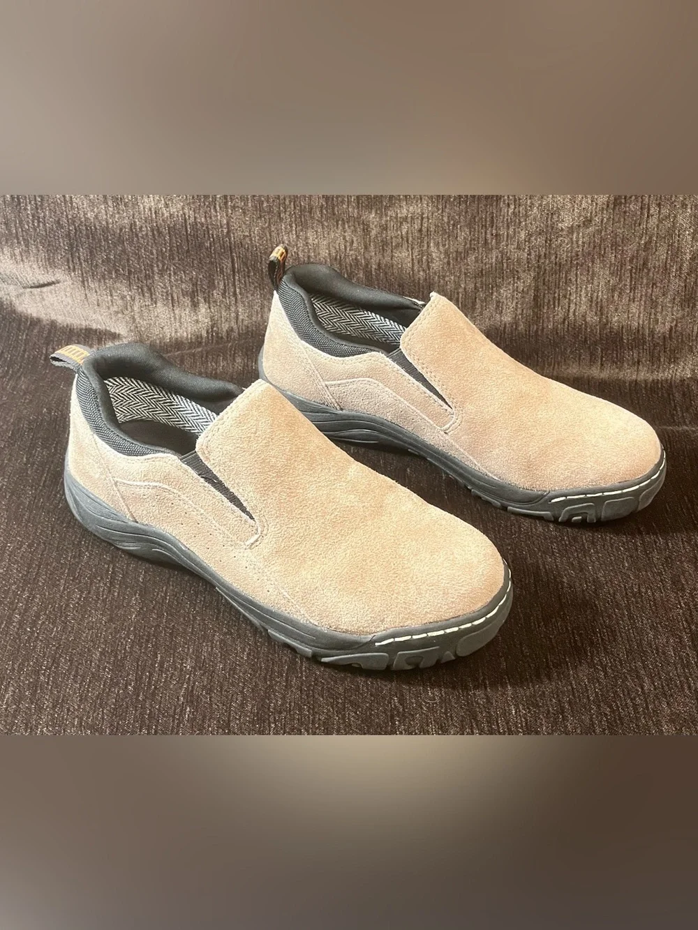 Khombu Men's Slip-On Suede Work Loafers in Tan